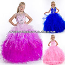 2014 neue Pailletten Perlen ruffled Rock Ballkleid royal blau kleine Mädchen Festzug Kleid CWFaf5768